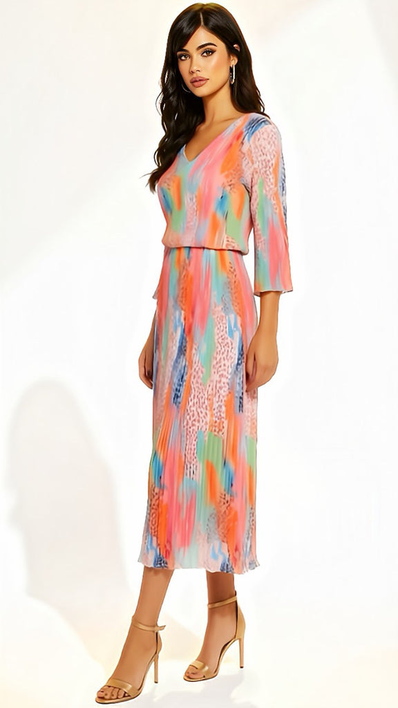 A2924 Leona Pink Print Loose Top Dress