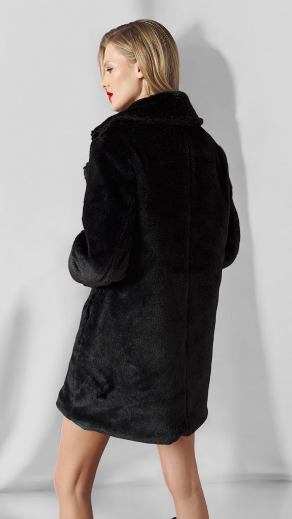 4-A1991 Lee Soft Faux Fur Coat Black