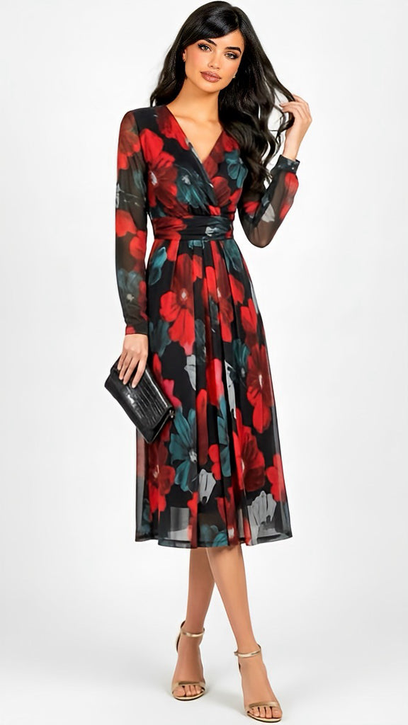 A2858 Sini Floral Print Midi Dress