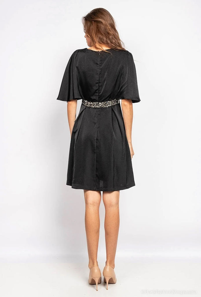 4-A1926 Black Embellished Band Dress