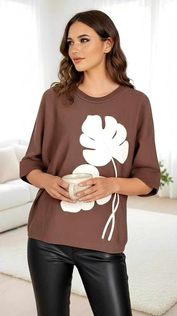 A2635 Chocolate Fine Knit Top
