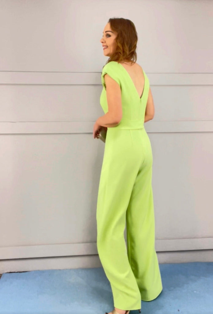 A2964B Kita Apple Green Jumpsuit Split Leg