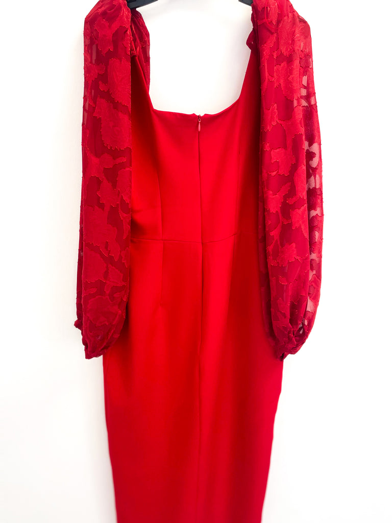4-A1999 Vernee Red Bodycon Midi Dress
