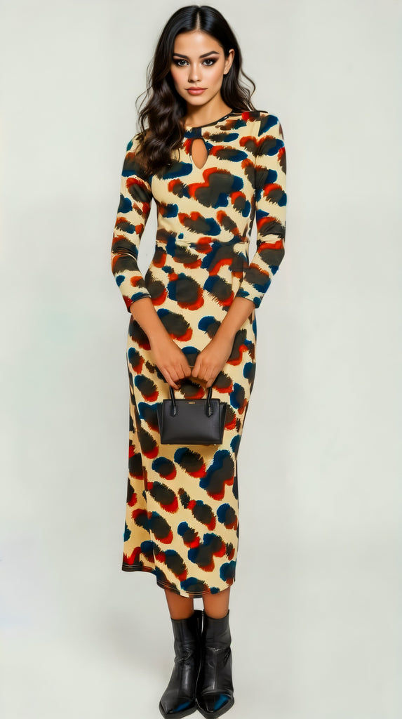 A2651 Maire Multi Print Midi Dress