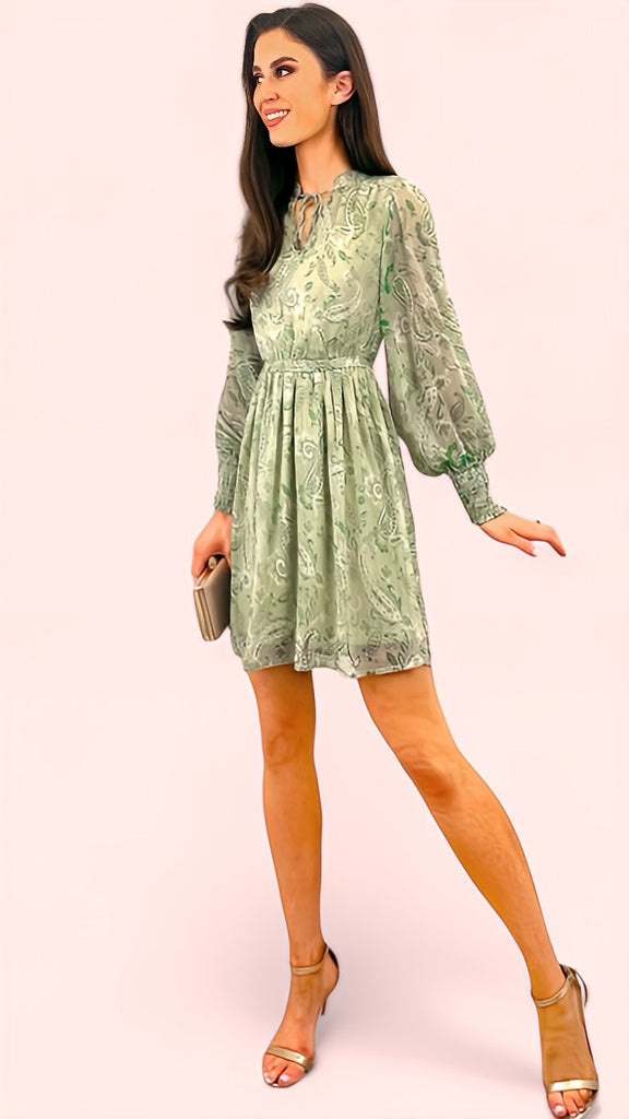 A1594 Vifalia Swamp Green Paisley Dress