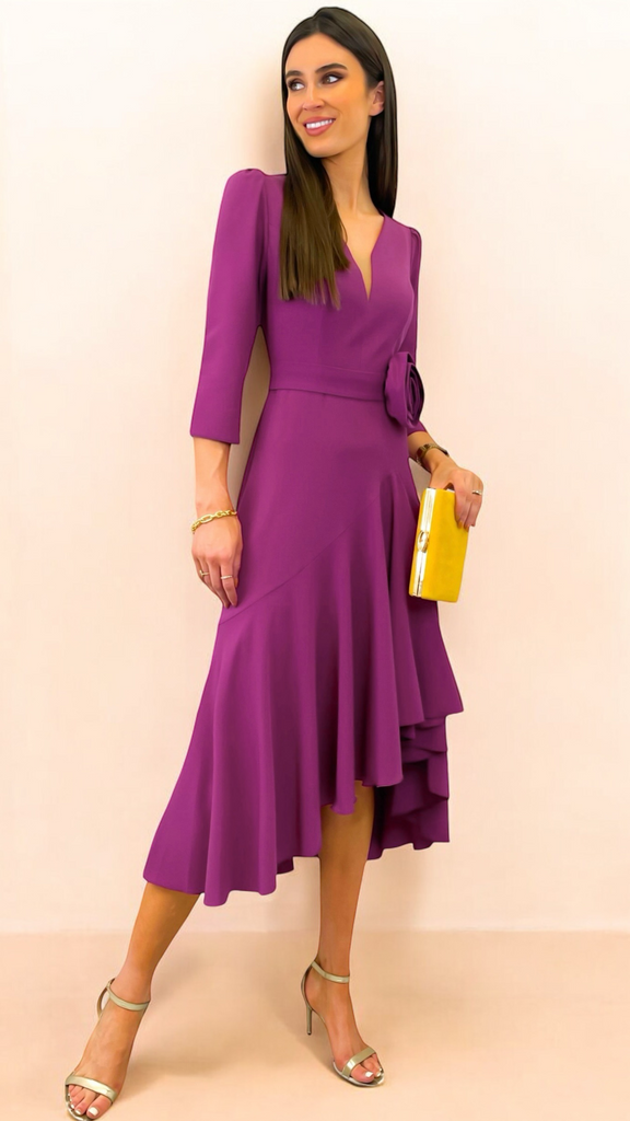 4-A1881 Rosita Pink Rosette Flare Dress