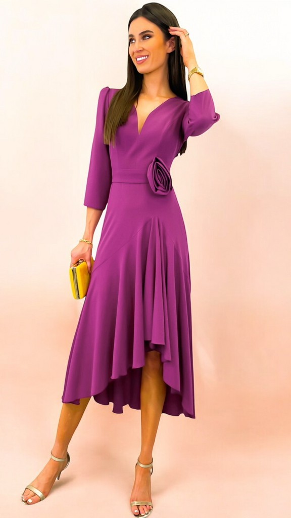 4-A1881 Rosita Pink Rosette Flare Dress