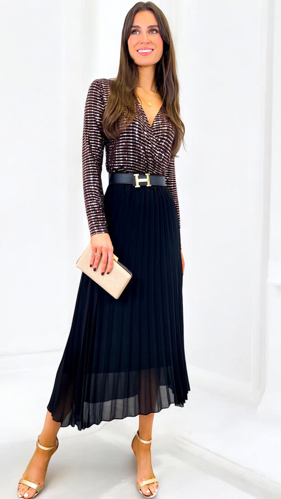 A2511 Julika Bronze Sequin Bodysuit