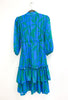 1-A1537 Blue Print Latina Flounce Dress