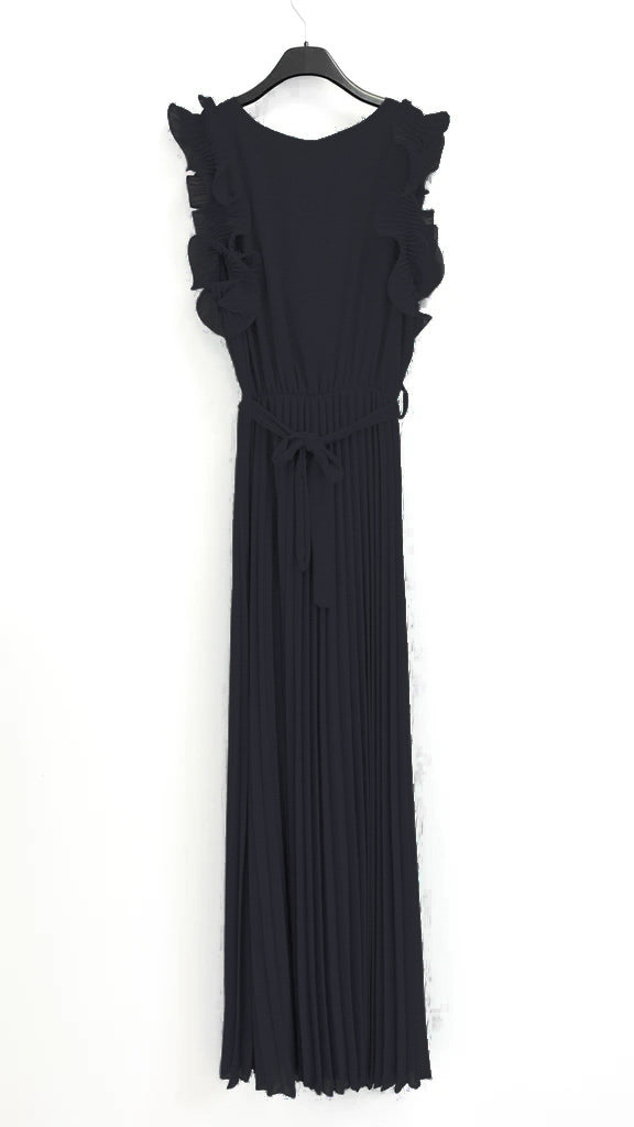 A2607 Black Ruffle Pleat Dress