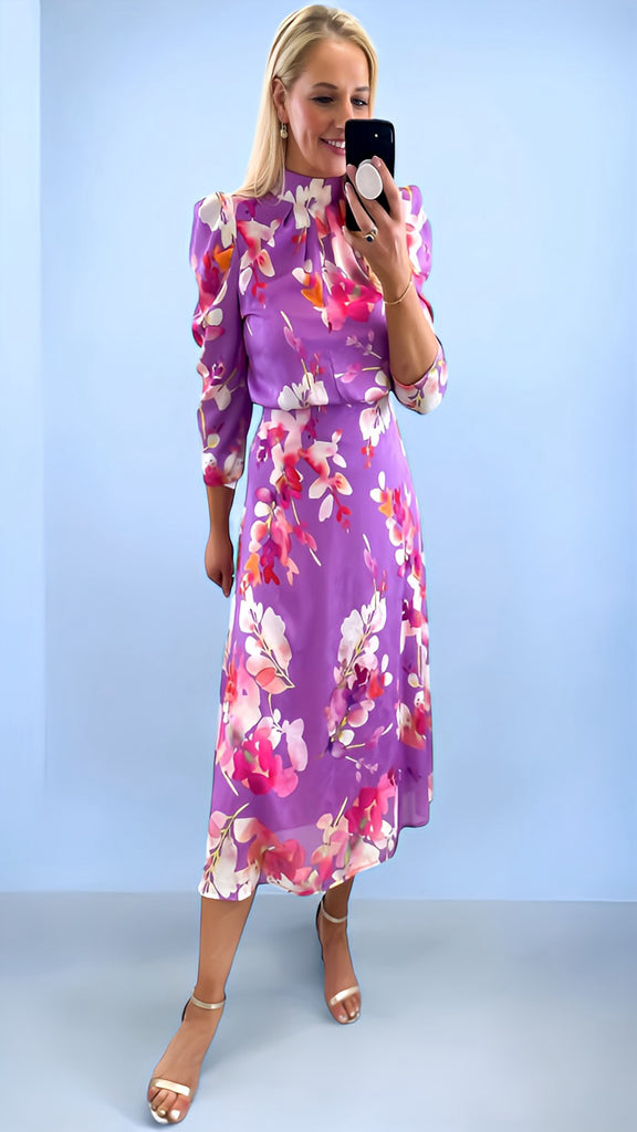 4-A2343 Ariela High Neck Open Back Dress