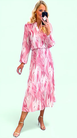 A1452 Flary Pink Ruffle Dress