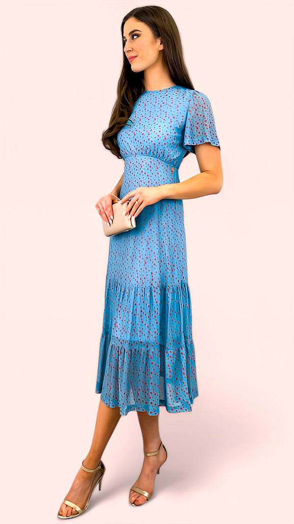 A1535 Grace Blue Dotty Dress