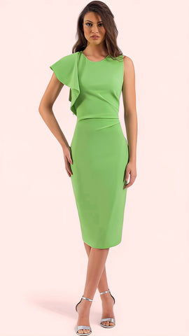 A1523 Centella Green One Shoulder Dress