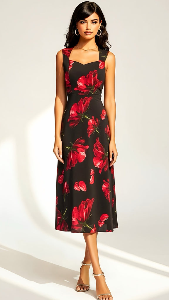 A2886 Winnie Black Floral Dress