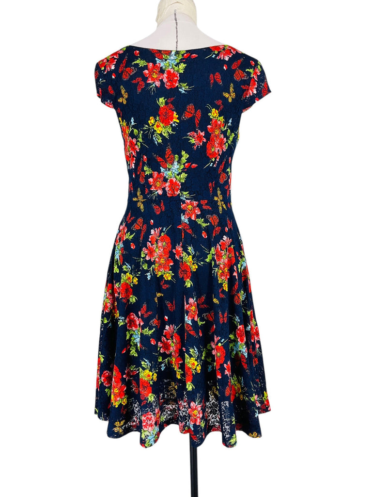 A2868 Kitty Navy Floral Lace Dress