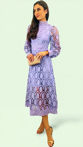 5-A1384 Cosima Purple 2 Tone Flare Dress