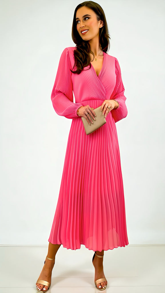 A2454 Skye Pink Pleat Dress