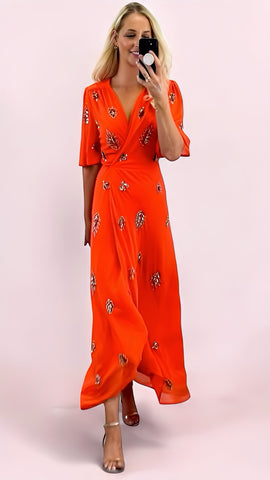 4-A1585 Naikita Asymmetrical Frill Dress