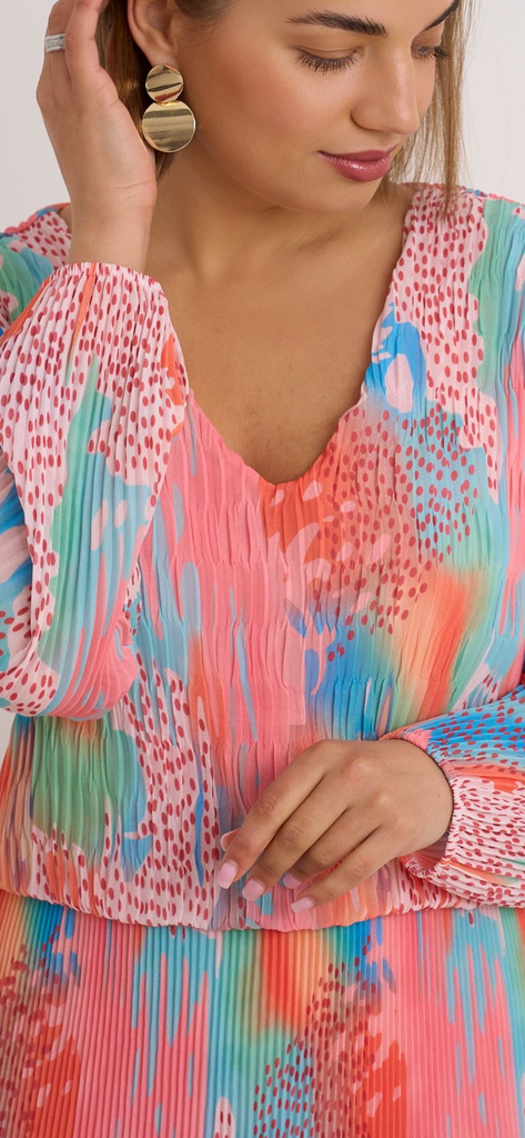 A2924 Leona Pink Print Loose Top Dress