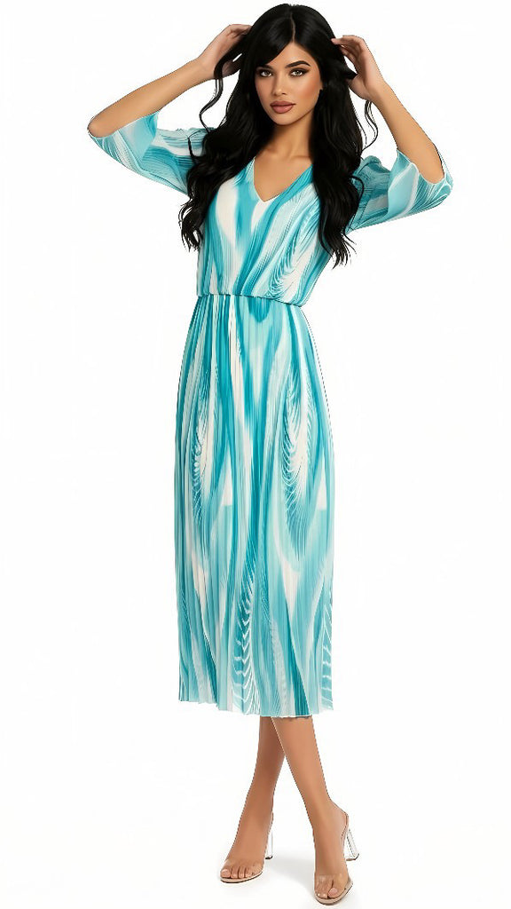 A2974 Solange Turquoise Print Loose Top Dress