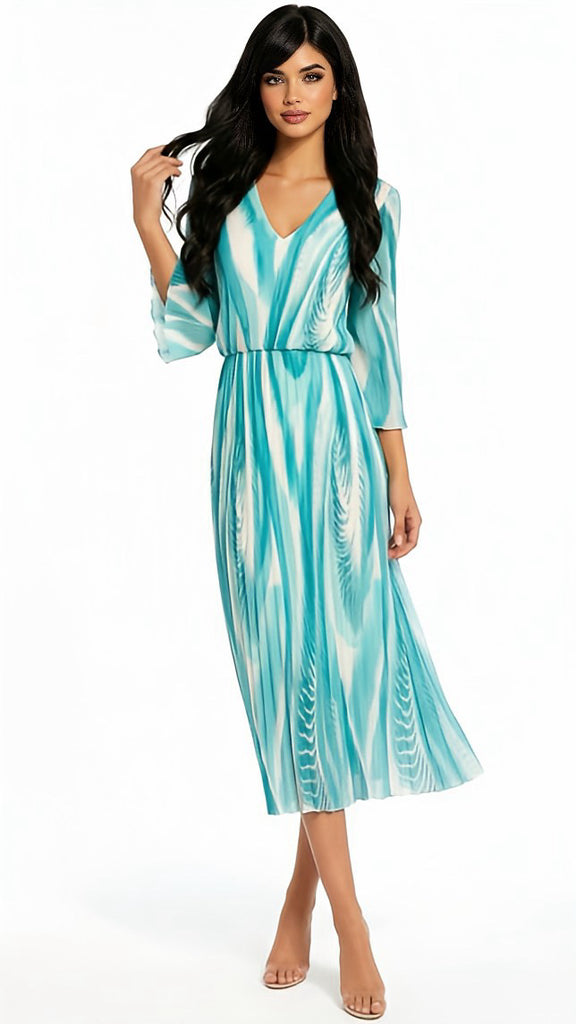 A2974 Solange Turquoise Print Loose Top Dress