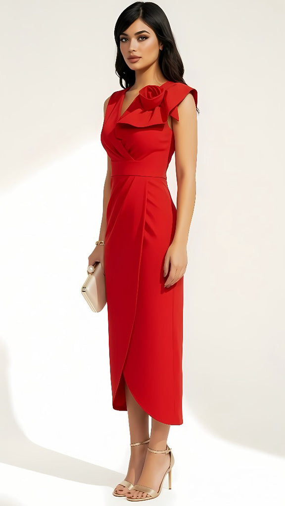 A2926 Simion Red Drape Skirt Dress