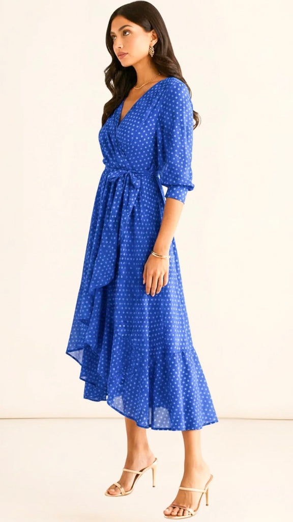 A2994 Ballerina Blue Dip Hem Dress
