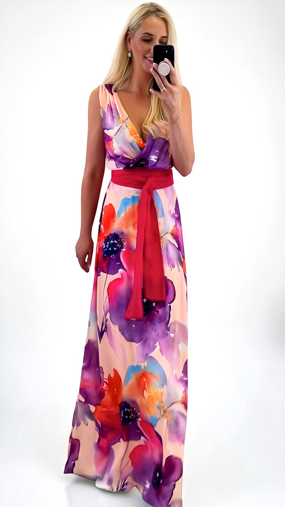 4-A2469 Christy Multi Print Maxi Dress