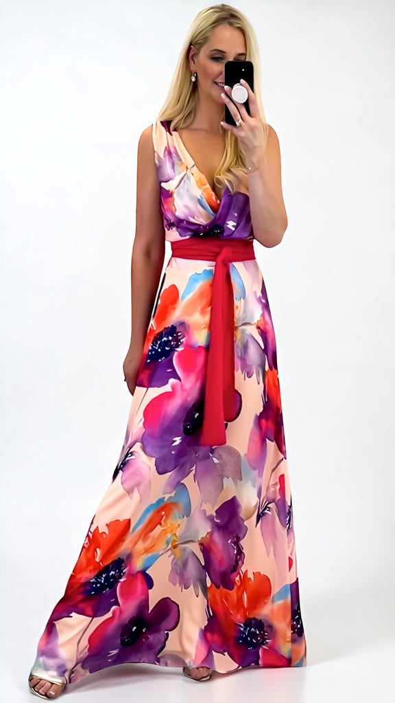 4-A2469 Christy Multi Print Maxi Dress