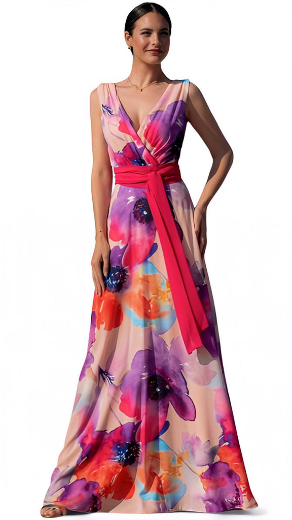 4-A2469 Christy Multi Print Maxi Dress
