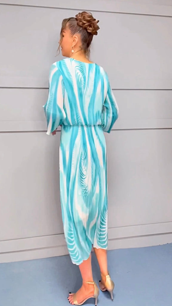 A2974 Solange Turquoise Print Loose Top Dress