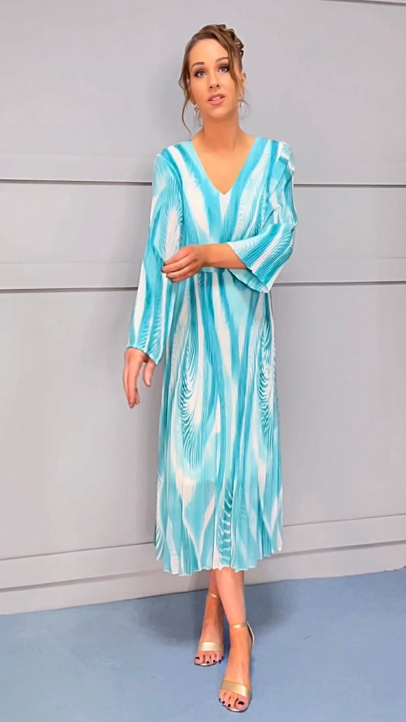 A2974 Solange Turquoise Print Loose Top Dress