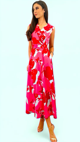 A1561 Nieve Pink Asymmetrical Midi Dress