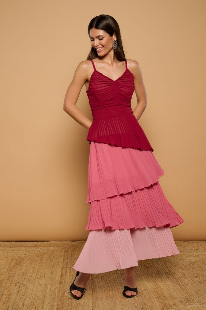 A3013 Multi Tone Ruffle Fenicia Dress