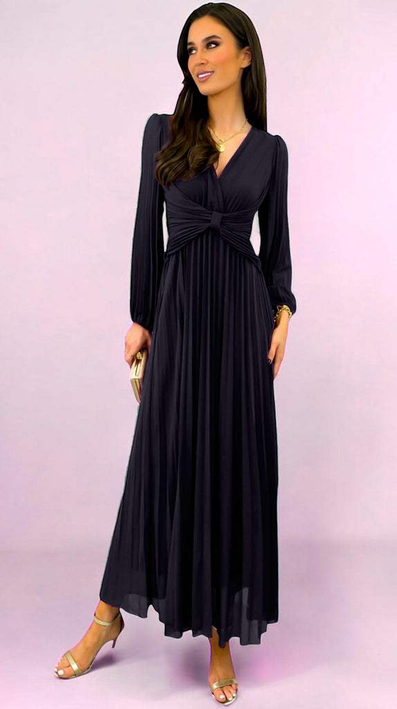 A2503 Black Corset Pleat Dress