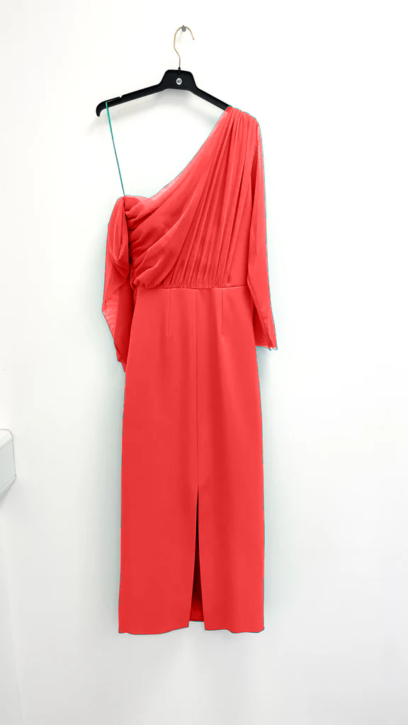 4-A2504 Coral Phyllis Cold Shoulder Dress