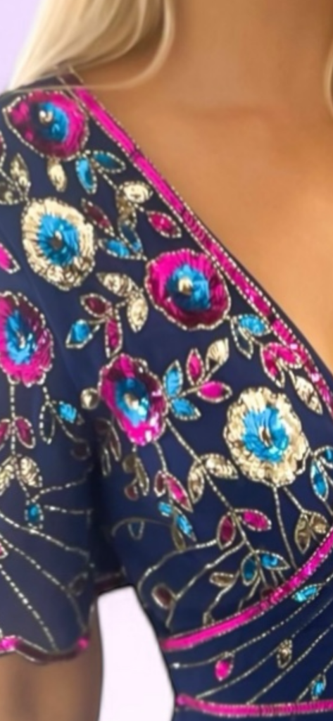 A2526 Charlene Navy Embellished Dress