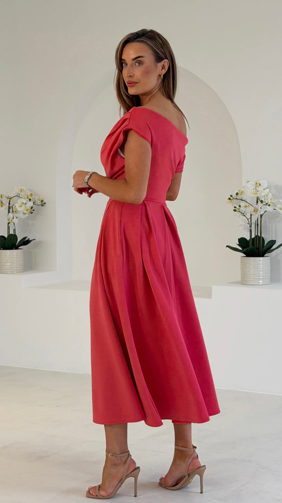 A3078 Niamh Coral Asymmetrical Dress