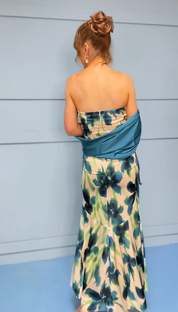 A3070BS Genev Bardot Flounce Hem Dress
