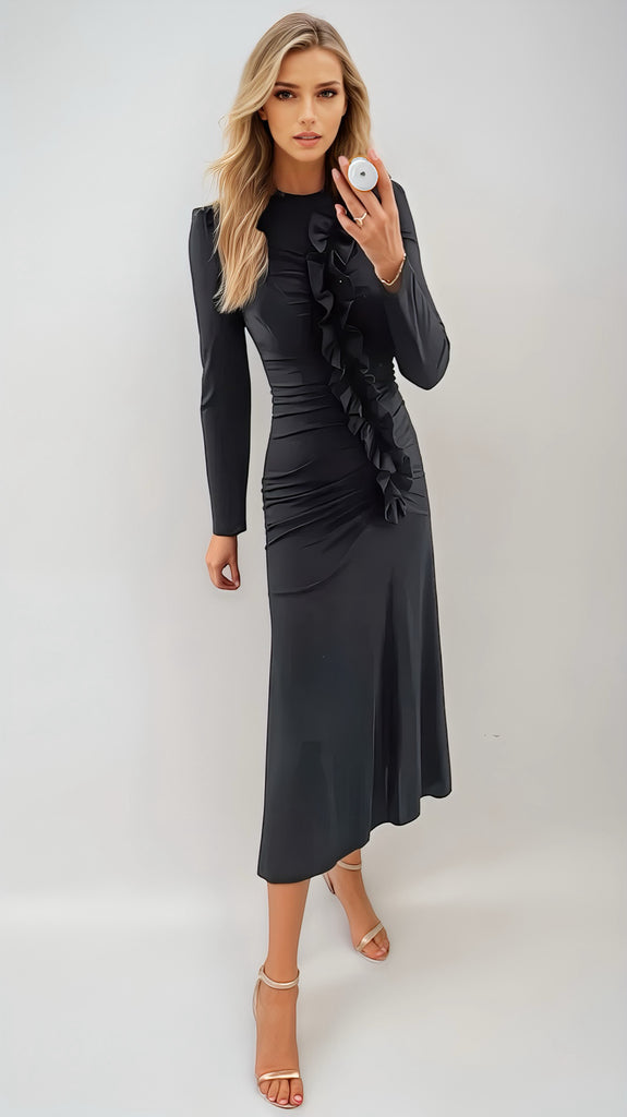 A2548 Nora Black Ruffle Dress
