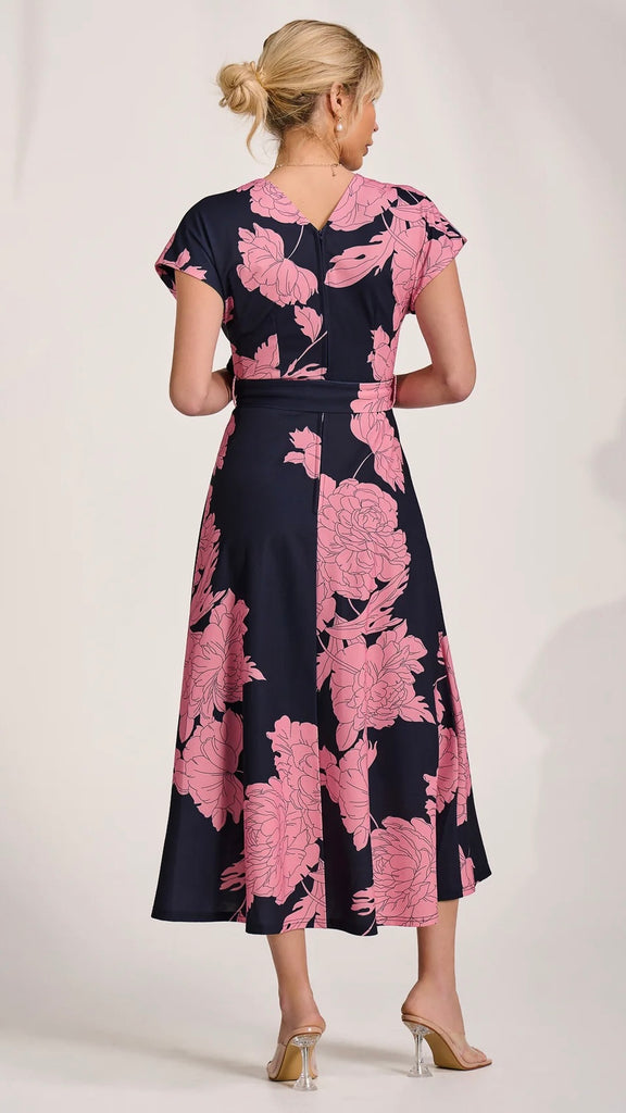 A3132 Sindy Navy/Pink Print Dress