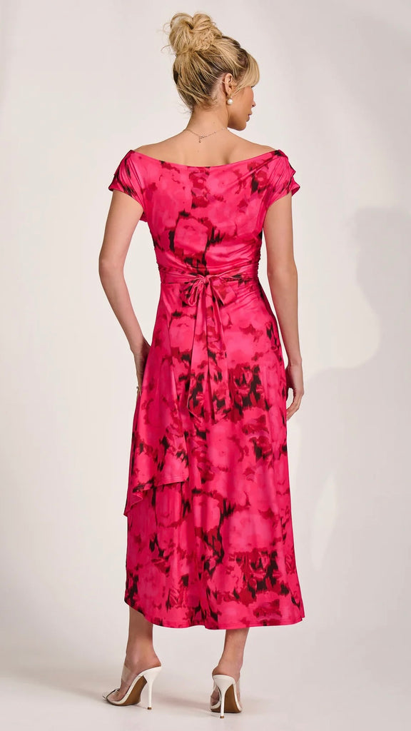 A3150 Pink Abstract Asymmetrical Dress