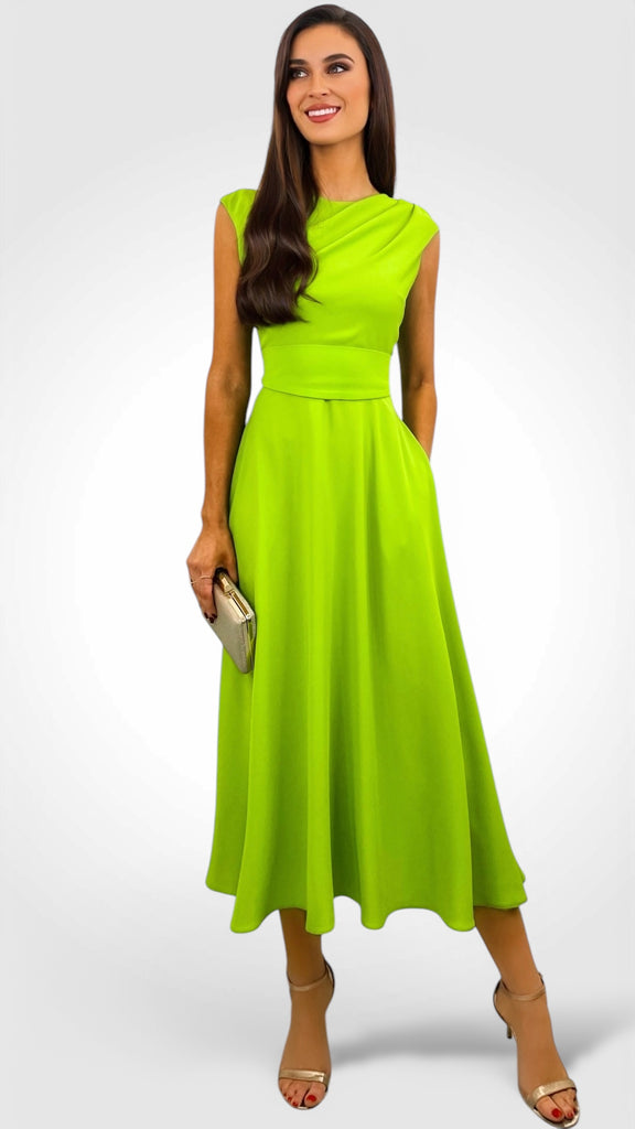 4-A2144 Caira Lime Flare Dress