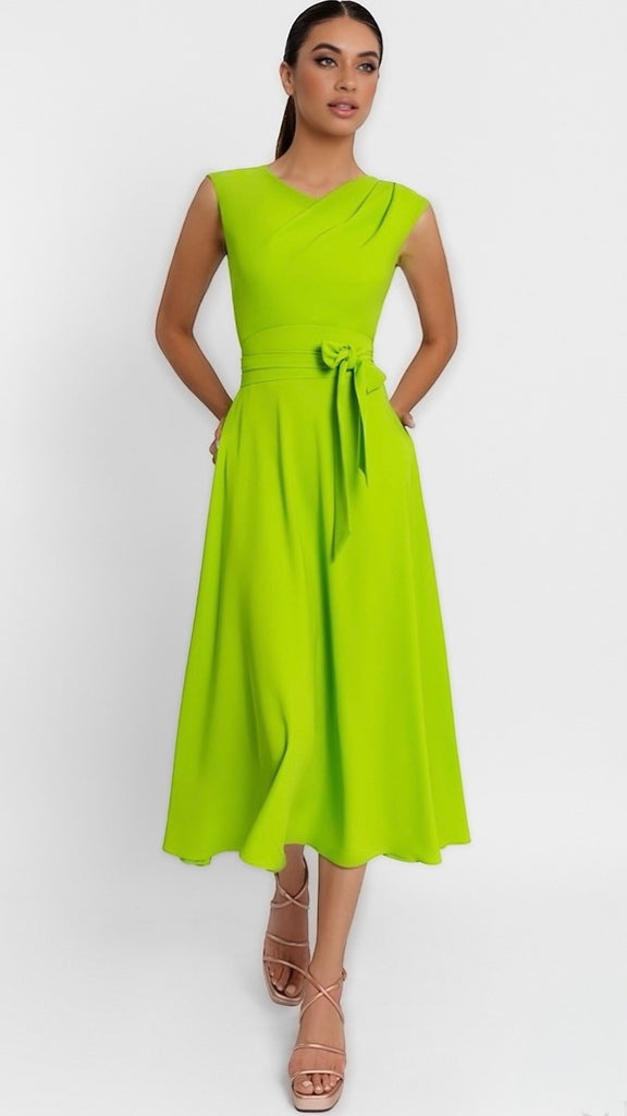 4-A2144 Caira Lime Flare Dress