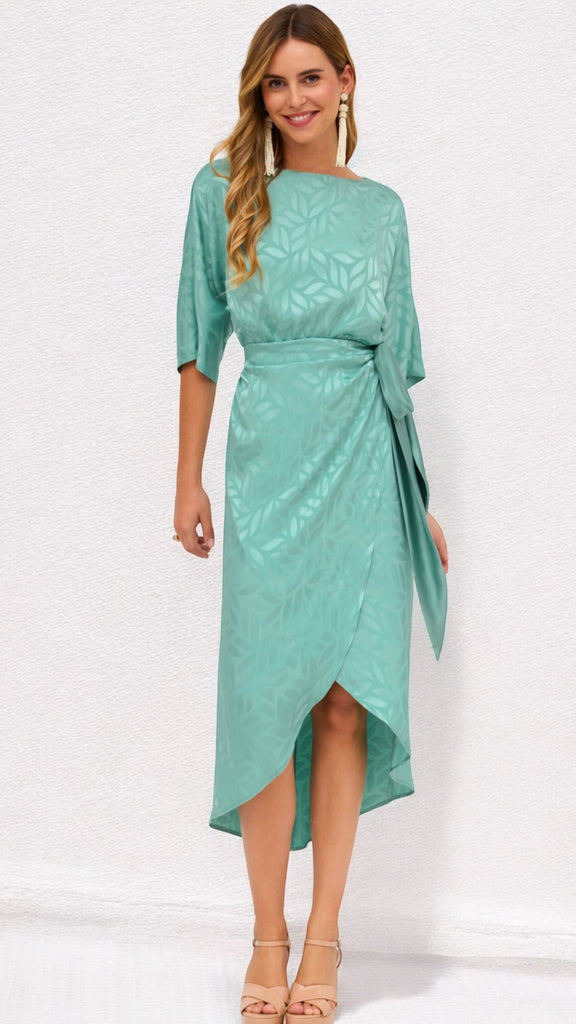 4-A2202 Octavia Sage Batwing Dress