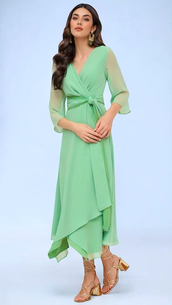 4-A2206 Lirena Mint Asymmetrical Dress