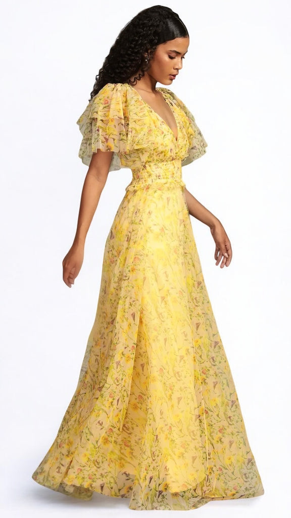 4-A2232 Mikela Floral Frill Dress