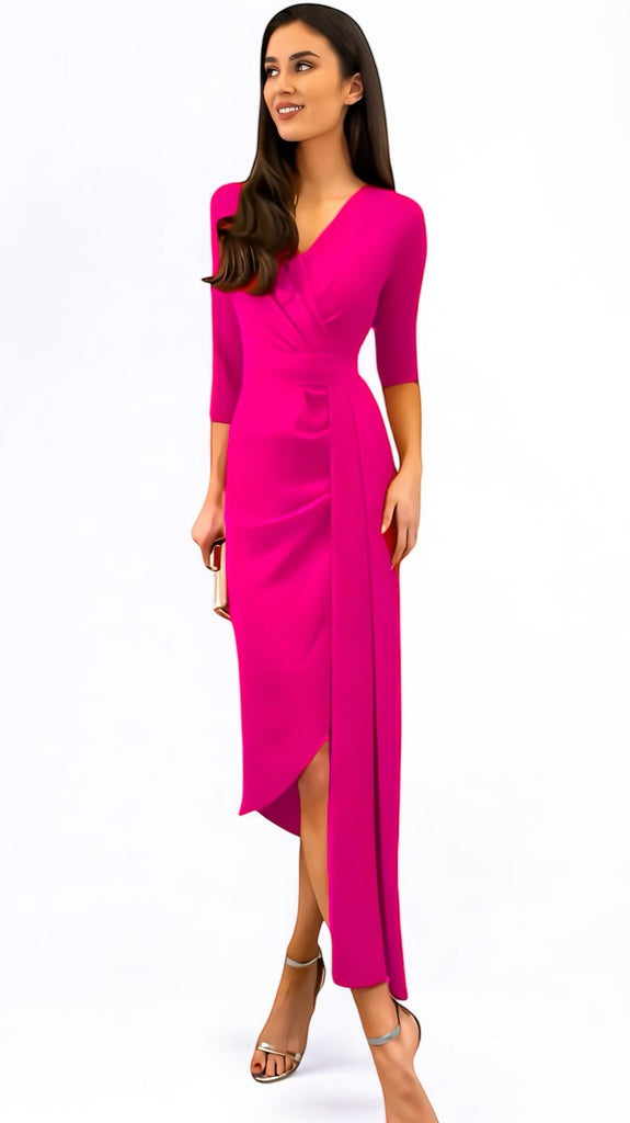 4-A2230 Monet Pink Drape Dress