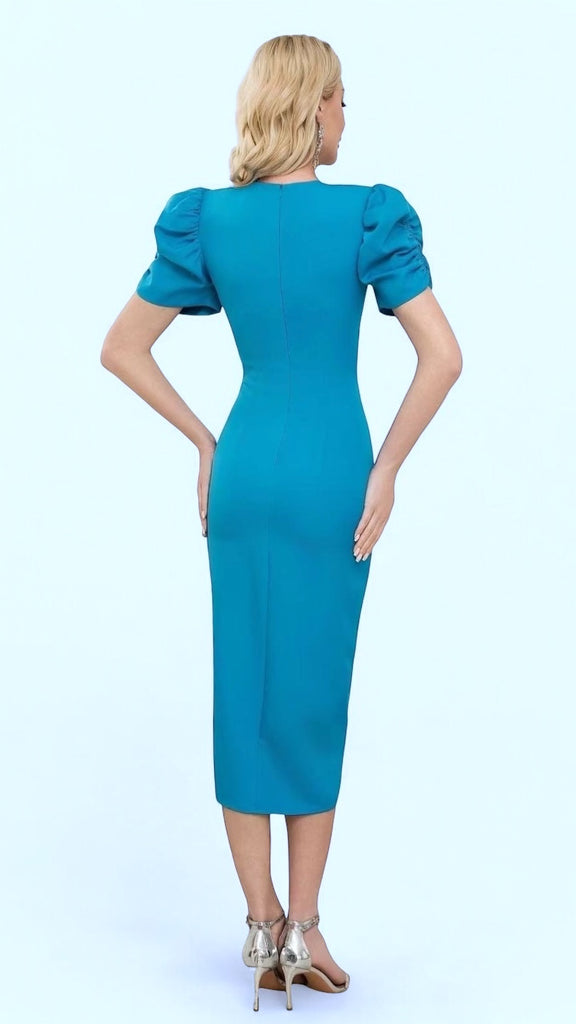 4-A2262 Harper Turq Knot Front Dress